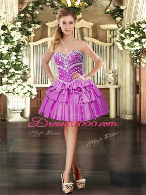 Captivating Sweetheart Sleeveless Taffeta Evening Dress Beading Lace Up