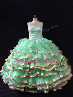 Sleeveless Lace Up Floor Length Ruffles Quinceanera Dresses