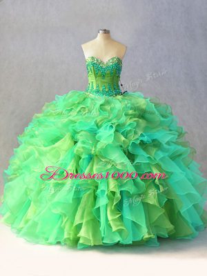 Multi-color Sweetheart Neckline Beading and Ruffles 15 Quinceanera Dress Sleeveless Lace Up