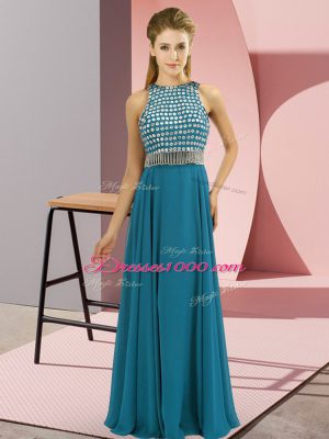 Most Popular Chiffon Sleeveless Floor Length Prom Evening Gown and Beading