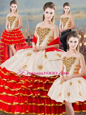 Organza Sleeveless Floor Length Sweet 16 Quinceanera Dress and Beading and Ruffled Layers