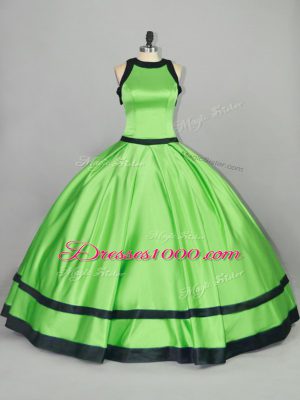 Eye-catching Ball Gowns Sweet 16 Dresses Scoop Satin Sleeveless Floor Length Zipper