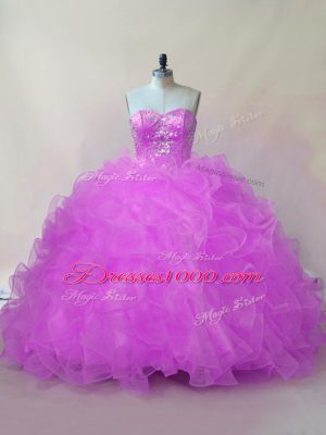 Free and Easy Floor Length Ball Gowns Sleeveless Lilac Vestidos de Quinceanera Lace Up