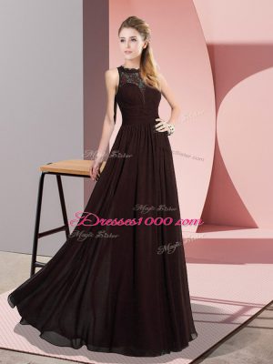 Trendy Scoop Sleeveless Chiffon Evening Dress Lace Zipper