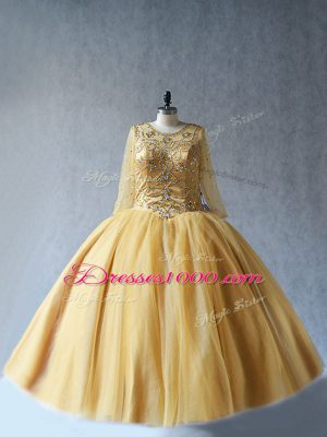 Tulle Sleeveless Floor Length Sweet 16 Dresses and Beading