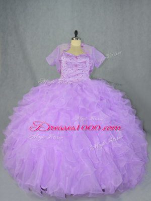 Sweetheart Sleeveless Side Zipper Quince Ball Gowns Lavender Organza