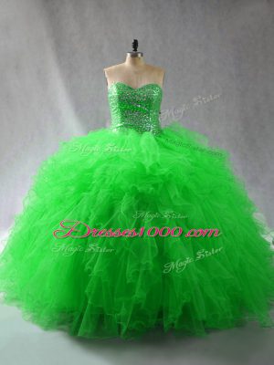 Sleeveless Beading and Ruffles Floor Length Ball Gown Prom Dress