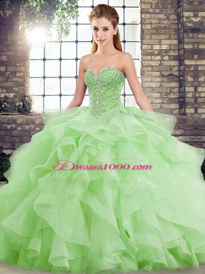 Sleeveless Beading and Ruffles Lace Up Sweet 16 Quinceanera Dress