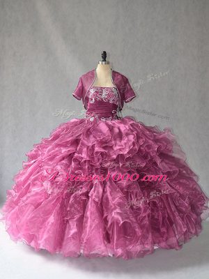 Burgundy Sleeveless Organza Lace Up Quince Ball Gowns for Sweet 16 and Quinceanera