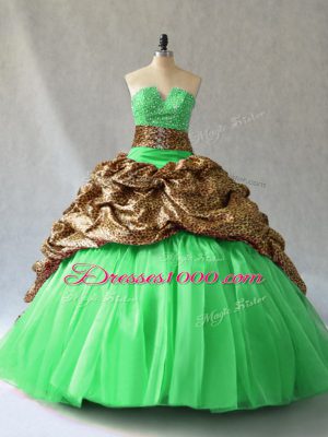 Low Price Ball Gowns V-neck Sleeveless Organza Lace Up Beading and Pick Ups Vestidos de Quinceanera