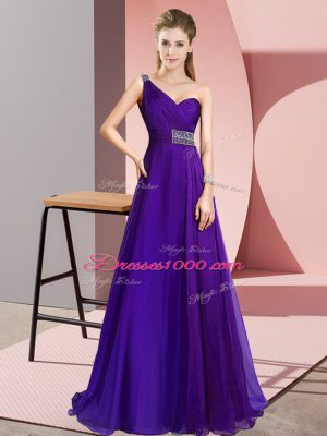 Purple Sleeveless Beading Criss Cross Dress Like A Star