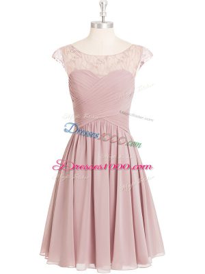 Decent Pink Cap Sleeves Lace Mini Length Prom Party Dress