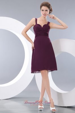 Grape Straps Bridesmaid Dress Cool Style Knee-length