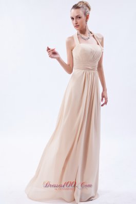 Linen Custom Color Empire Halter Bridesmaid Dress Ruch