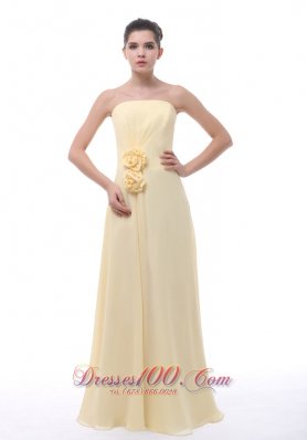 Handmade Flowers Prom Evening Dress Light Yellow 2013