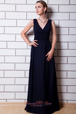 V-neck Black Chiffon Dress for Matrons of Honor