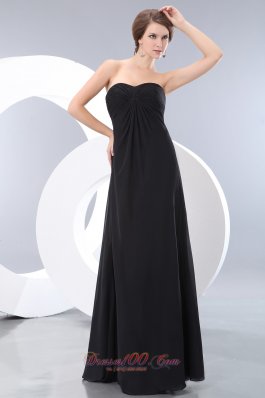 Black Long Bridesmaid Maxi Dress Sweetheart Ruch Empire