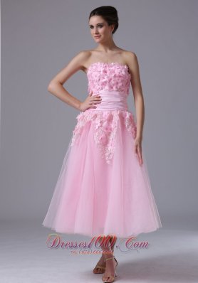 Discount Pink Handle-Made Flower Wedding Dress