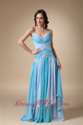 Multi-color Brush Train Appliques Sweetheart Prom Dress