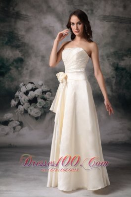 Light Apricot Wedding Dress Taffeta Hand Made Flowers