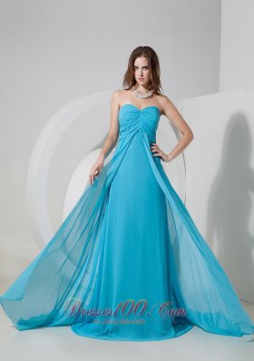 Empire Prom Dress Brush Train Chiffon Overlay with Slit