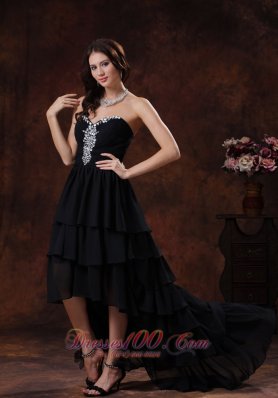 Prom Dress High-low Rhinestones Layered Ruffles