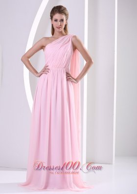 One Shoulder Bandage Bridesmaid Dress Attached Train