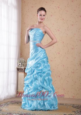 Column Beading Prom Dress Waving Ruffles