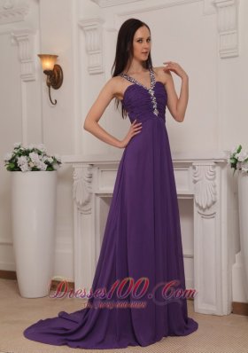 Beaded V-neck Brush Ruch Prom / Pageant Dress