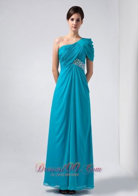 Teal Homecoming Dress One Shoulder Cap Sleeve