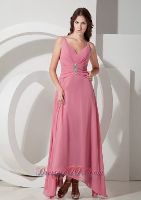 Customize Chiffon Prom Dress V-neck Beading