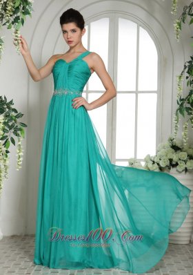 Discount One Shoulder Prom Dress Ruch and Beading