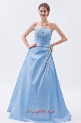 Baby Blue Appliques Prom Dress Sheath Cheap