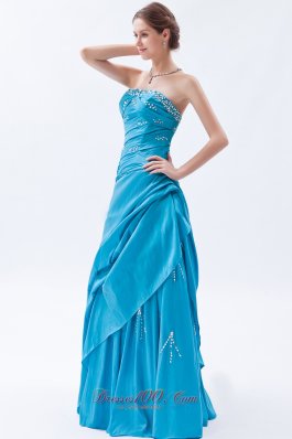 Pretty Teal A-line Prom Dress for Formal Beading