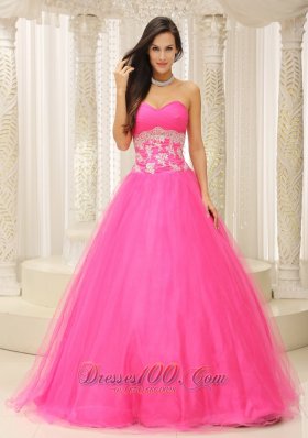 Tulle Applique A-line Prom Dress Sweetheart