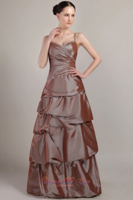 Spaghetti Straps Sequins Taffeta Pick-ups Prom Dress