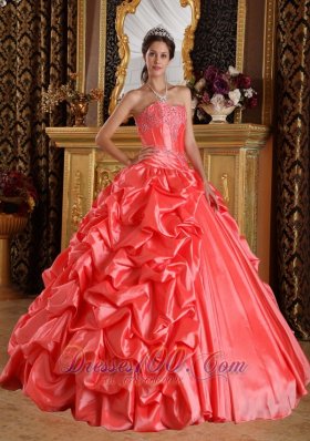 Watermelon Quinceanera Dress Emboridery Beading Sweetheart