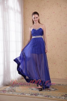 Royal Blue Prom Celebrity Dress Beading Ruch