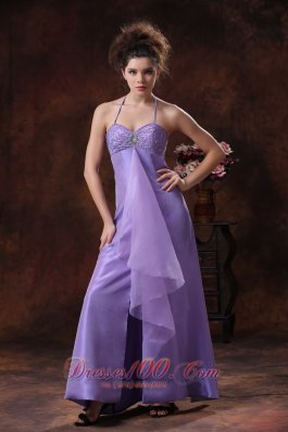 Halter Lilac Formal Evening Prom Dress Beading