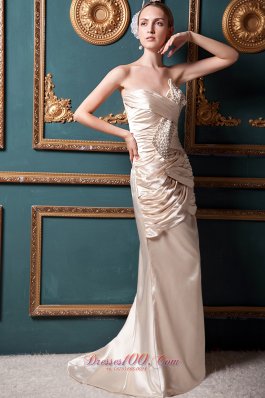 Champagne Homecoming Dress Column Brush Beading