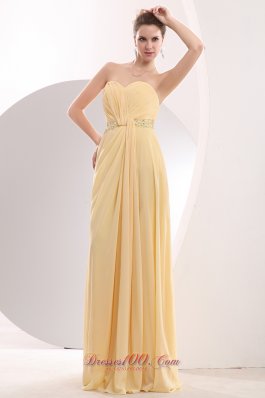 Light Yellow Prom Celebrity Dress Beading Sweetheart