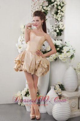 Champagne A-Line Spaghetti Straps Short Bridesmaid Dress