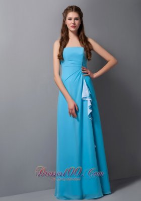 Handkerchief Front Aqua Empire Beading Bridesmaid Dress