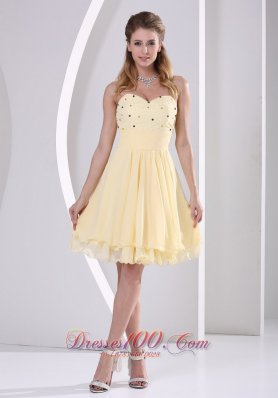 Beige Beaded Knee-length Homecoming Cocktail Dress