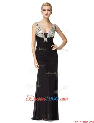 Straps Sleeveless Chiffon Prom Evening Gown Beading Zipper