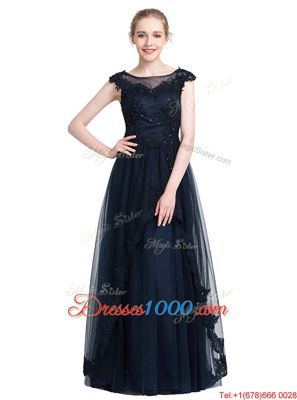 Floor Length Zipper Black and In for Prom and Party with Beading