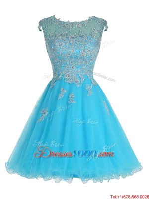 Scoop Sleeveless Organza Evening Dress Beading and Appliques Zipper