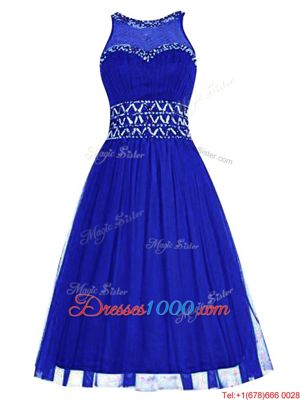 High End Scoop Sleeveless Zipper Knee Length Beading Homecoming Dress