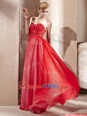 Chiffon Sleeveless Floor Length Prom Evening Gown and Beading