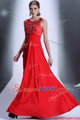 Best Bateau Sleeveless Zipper Homecoming Dress Red Chiffon